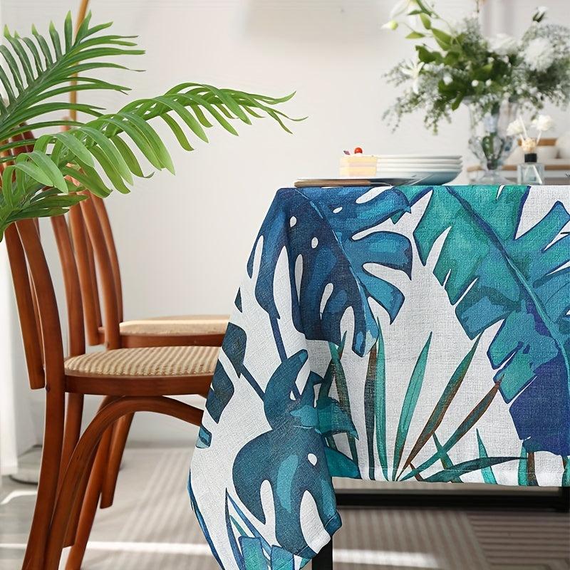 Retro Green Banana Leaf Tablecloth - Stain Resistant & Waterproof