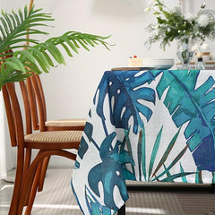 Retro Green Banana Leaf Tablecloth - Stain Resistant & Waterproof