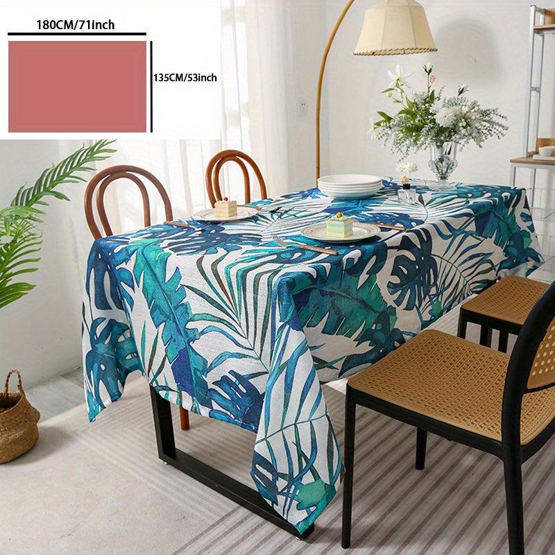 Retro Green Banana Leaf Tablecloth - Stain Resistant & Waterproof