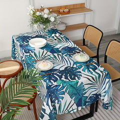 Retro Green Banana Leaf Tablecloth - Stain Resistant & Waterproof