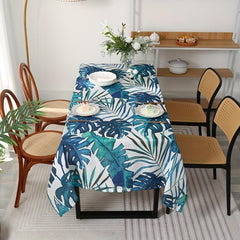 Retro Green Banana Leaf Tablecloth - Stain Resistant & Waterproof