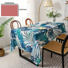 Retro Green Banana Leaf Tablecloth - Stain Resistant & Waterproof