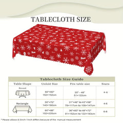 Polyester Tablecloth Merry Christmas Red Bell Snowflake Pattern Table Cover