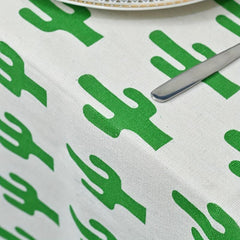 Waterproof Cactus Pattern Polyester Tablecloth Rectangle Style Table Cover