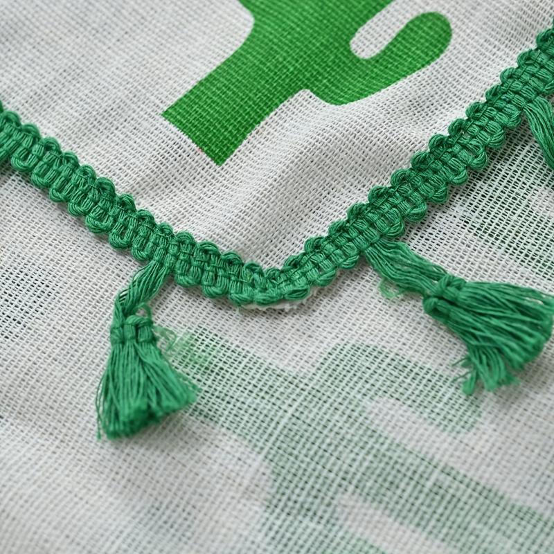 Waterproof Cactus Pattern Polyester Tablecloth Rectangle Style Table Cover