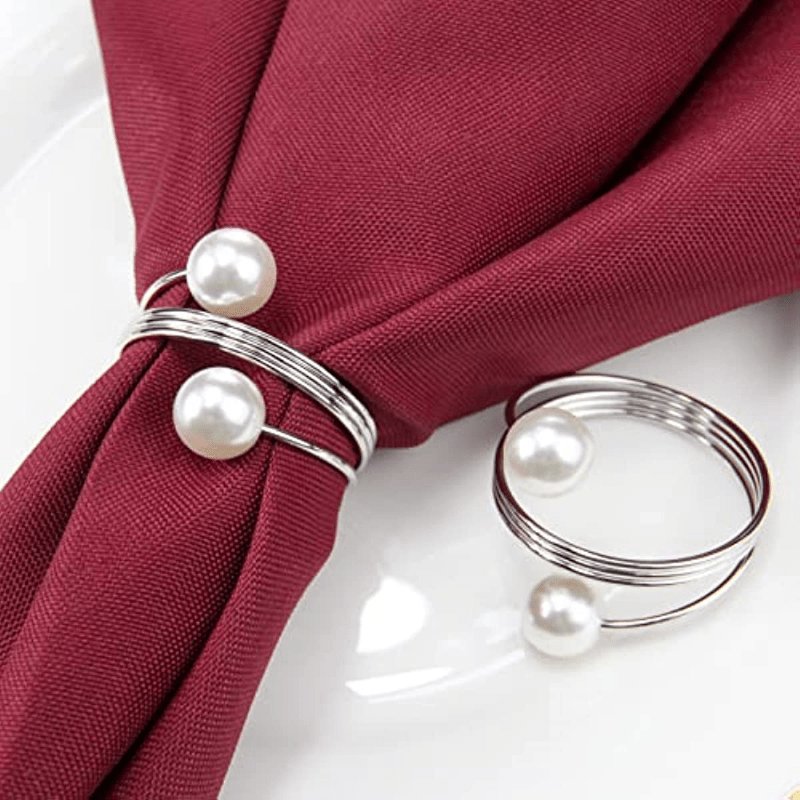12pcs Pearl Napkin Rings for Parties and Holiday Dinners