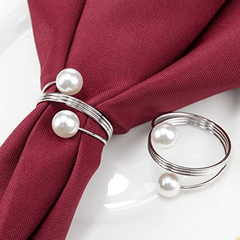 12pcs Pearl Napkin Rings for Parties and Holiday Dinners