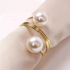 12pcs Pearl Napkin Rings for Parties and Holiday Dinners