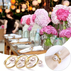 12pcs Pearl Napkin Rings for Parties and Holiday Dinners