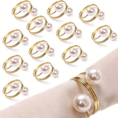 12pcs Pearl Napkin Rings for Parties and Holiday Dinners