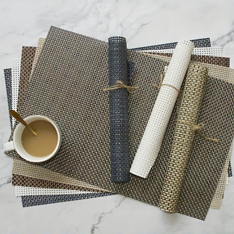 Set of 6 Woven Placemats, Anti-fouling Table Mats, Heat Insulation Pads