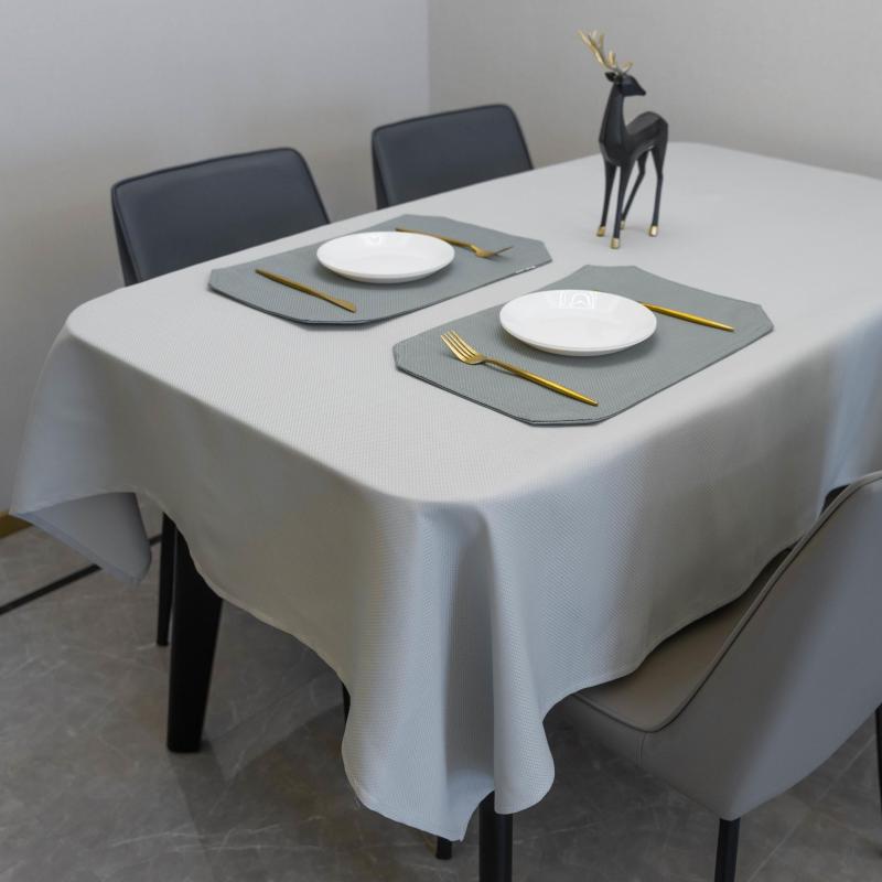 Light Grey Waffle Tablecloth for Rectangle Tables