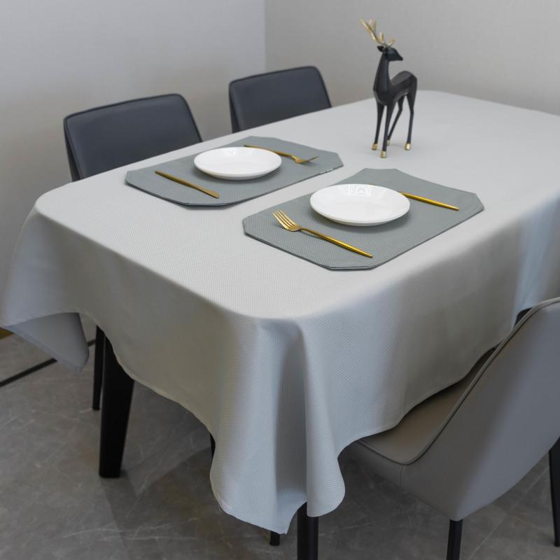 Light Grey Waffle Tablecloth for Rectangle Tables