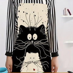 Cat Printed Linen Apron Adjustable & Stain Resistant Halter Apron