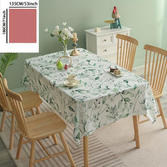 Green Buds Tablecloth Stain Resistant Waterproof Washable Round Table Cover