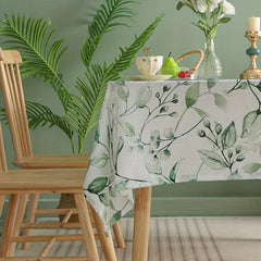 Green Buds Tablecloth Stain Resistant Waterproof Washable Round Table Cover