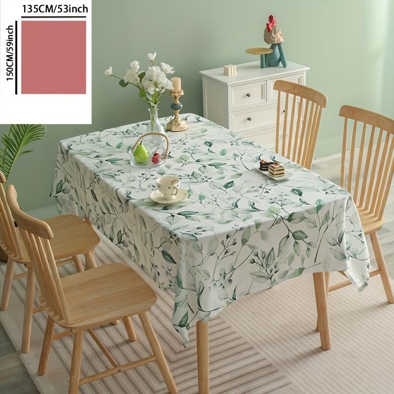 Green Buds Tablecloth Stain Resistant Waterproof Washable Round Table Cover