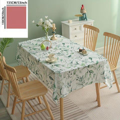 Green Buds Tablecloth Stain Resistant Waterproof Washable Round Table Cover