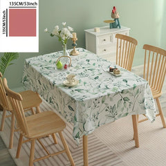 Green Buds Tablecloth Stain Resistant Waterproof Washable Round Table Cover