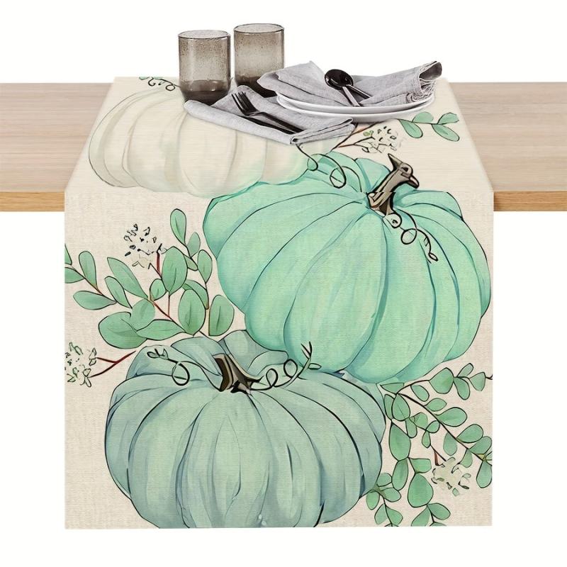 Thanksgiving Theme Polyester Table Runner Autumn Pumpkin Pattern