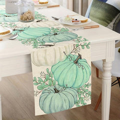 Thanksgiving Theme Polyester Table Runner Autumn Pumpkin Pattern