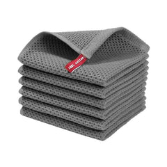 6pcs Dish Cloths Honeycomb Waffle Checkered Absorbent Rags