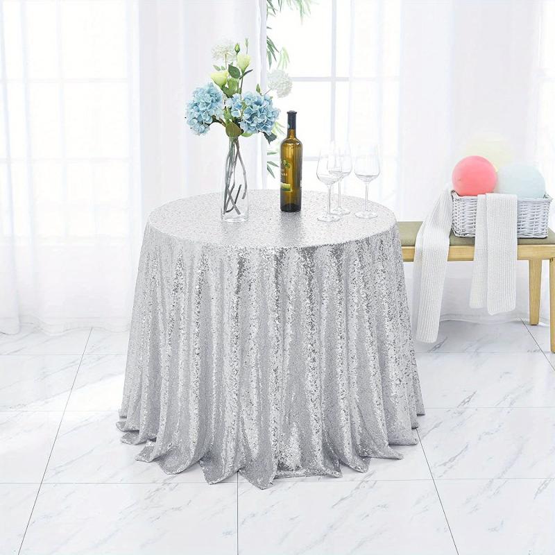 Polyester Round Tablecloth Sequin Tablecover Bridal Shower Party Decor