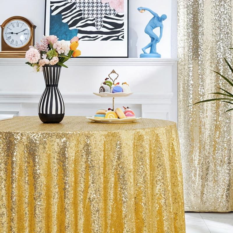 Polyester Round Tablecloth Sequin Tablecover Bridal Shower Party Decor