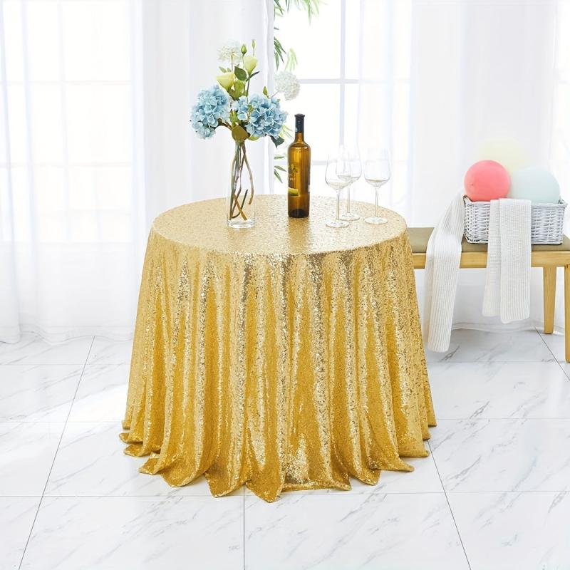 Polyester Round Tablecloth Sequin Tablecover Bridal Shower Party Decor
