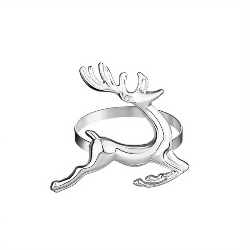 20pcs Golden Deer Napkin Rings Solid Cast Iron Polished Metal Xmas