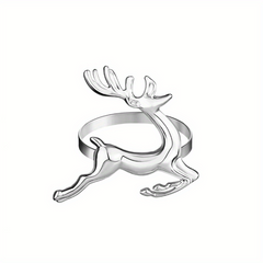20pcs Golden Deer Napkin Rings Solid Cast Iron Polished Metal Xmas
