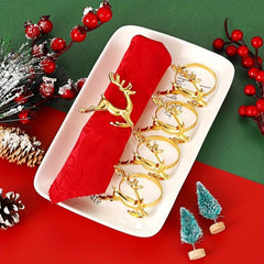 20pcs Golden Deer Napkin Rings Solid Cast Iron Polished Metal Xmas