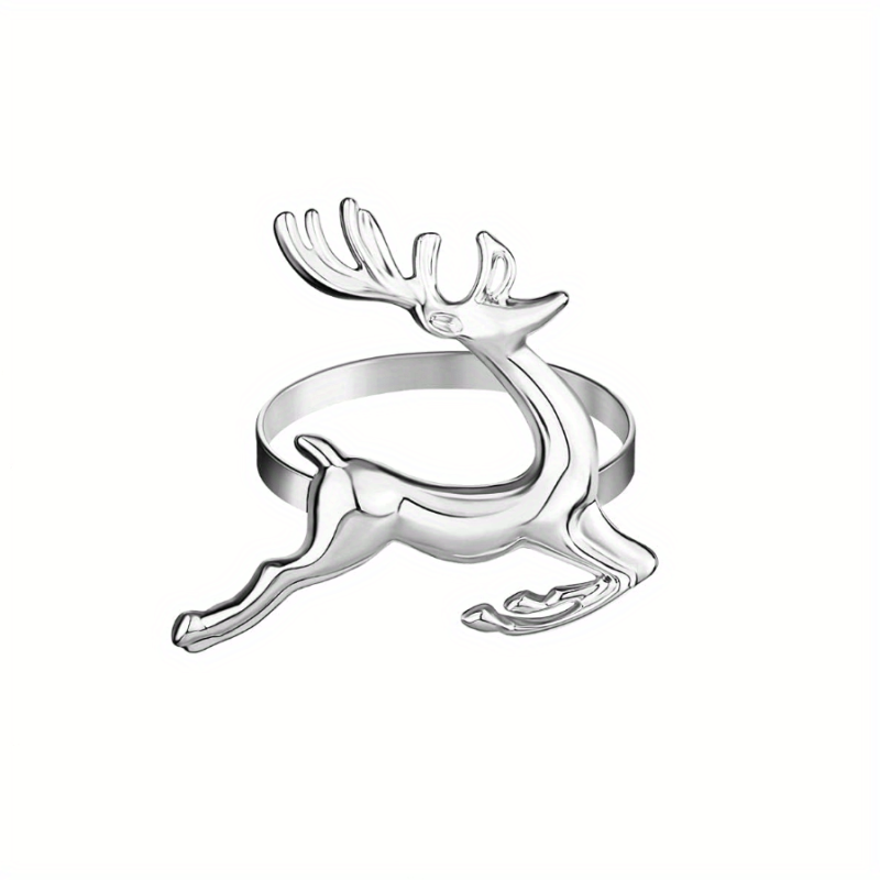 20pcs Golden Deer Napkin Rings Solid Cast Iron Polished Metal Xmas