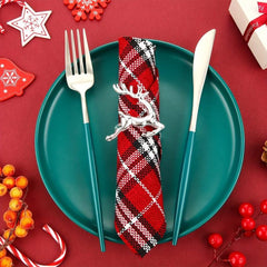 20pcs Golden Deer Napkin Rings Solid Cast Iron Polished Metal Xmas