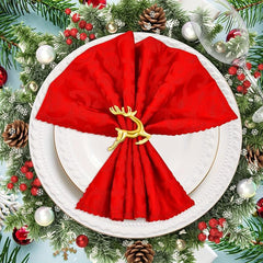 20pcs Golden Deer Napkin Rings Solid Cast Iron Polished Metal Xmas