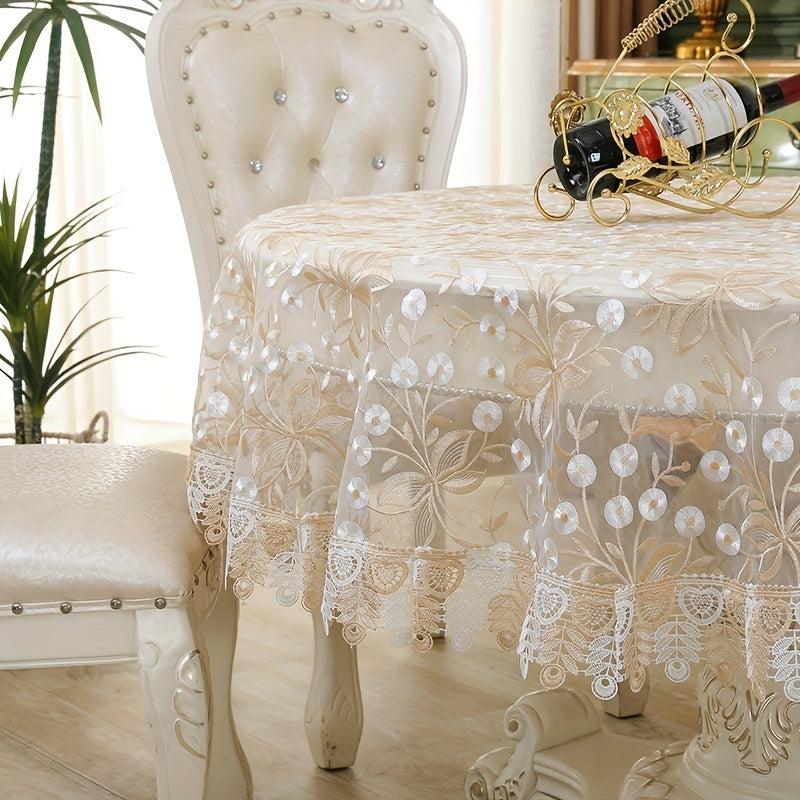 Vintage Lace Embroidered Tablecloth for Weddings and Parties