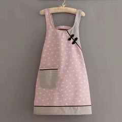 Chinese Style Buckle Apron Comfortable Breathable Housework Catering Work Clothe