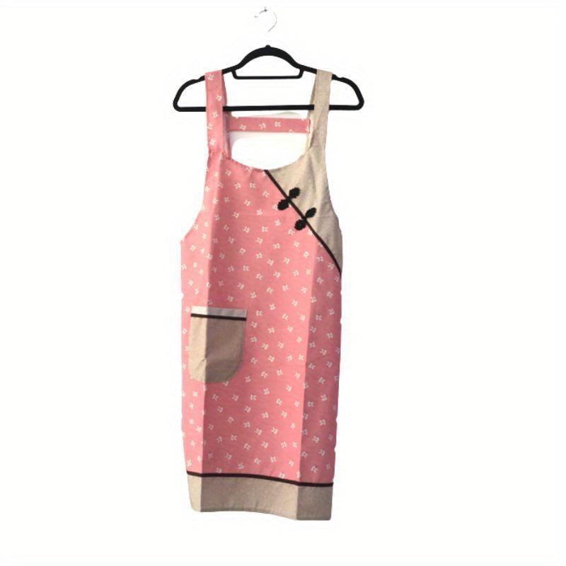 Chinese Style Buckle Apron Comfortable Breathable Housework Catering Work Clothe