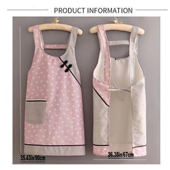 Chinese Style Buckle Apron Comfortable Breathable Housework Catering Work Clothe