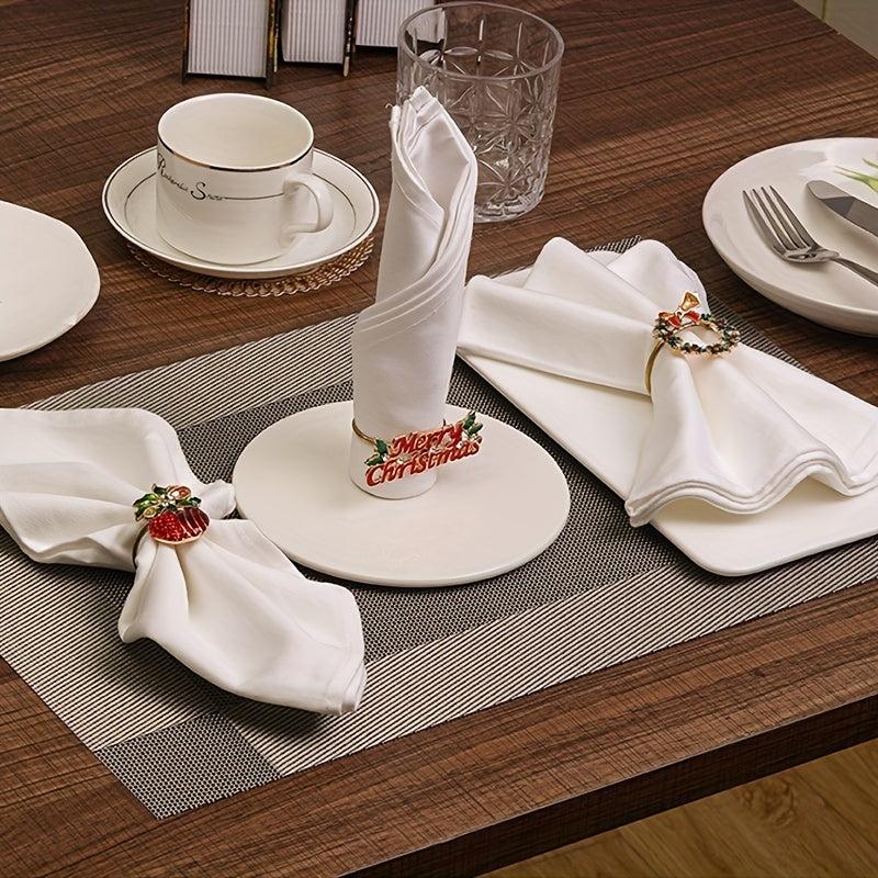 Snowflakes Christmas Tree Napkin Rings Cast Iron