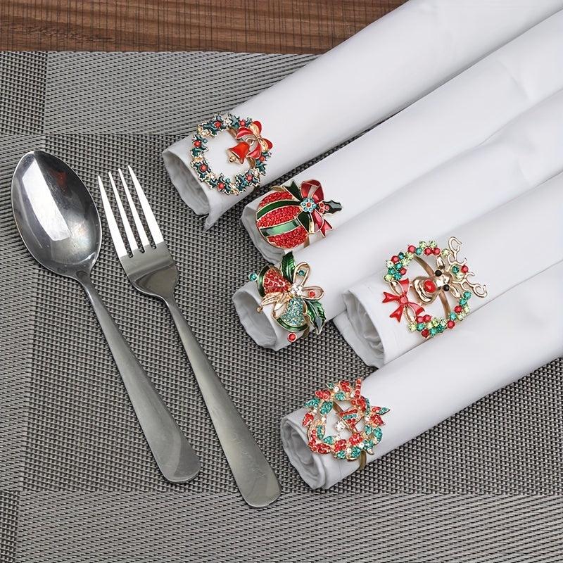 Snowflakes Christmas Tree Napkin Rings Cast Iron