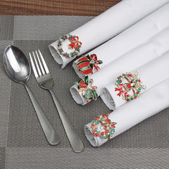 Snowflakes Christmas Tree Napkin Rings Cast Iron