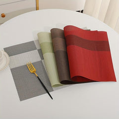 6pcs Jacquard PVC Placemats Washable Reusable Anti-fouling Table Mats