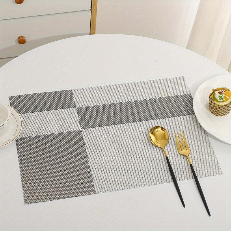 6pcs Jacquard PVC Placemats Washable Reusable Anti-fouling Table Mats