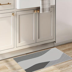 Curved Striped Kitchen Rug Non Slip Cushioned Stain Resistant Waterproof Mat
