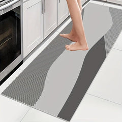 Curved Striped Kitchen Rug Non Slip Cushioned Stain Resistant Waterproof Mat