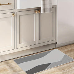 Curved Striped Kitchen Rug Non Slip Cushioned Stain Resistant Waterproof Mat