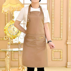 Cotton Blend Apron Solid Canvas Polyester Pocket BBQ Cooking Kitchen Cloth