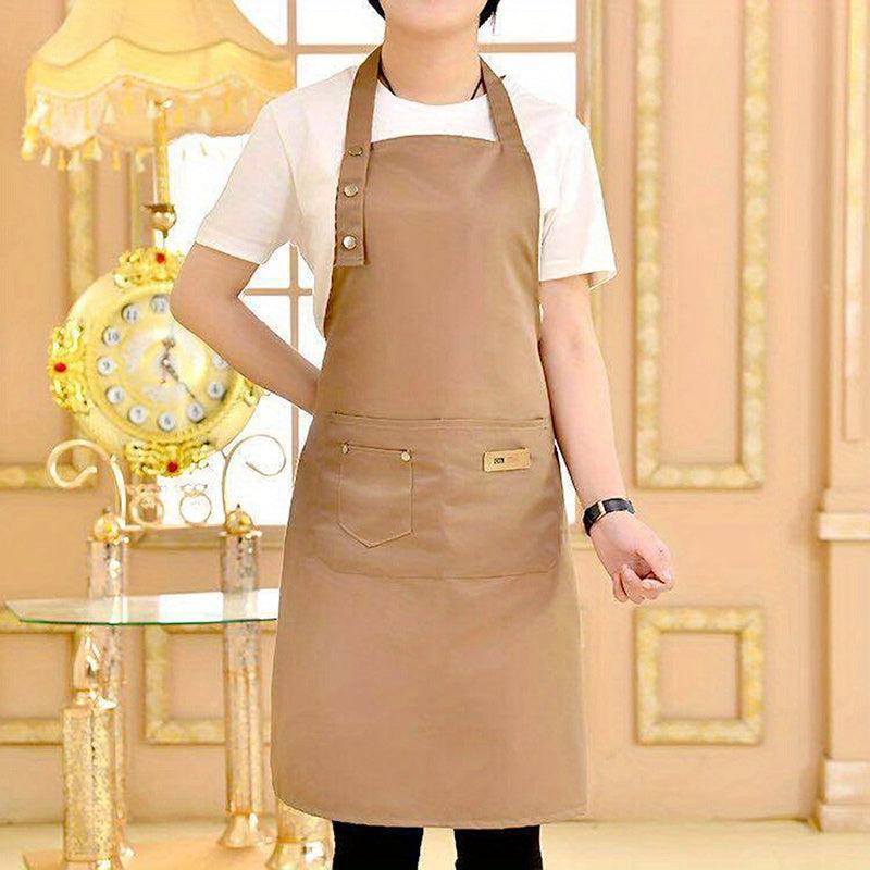 Cotton Blend Apron Solid Canvas Polyester Pocket BBQ Cooking Kitchen Cloth