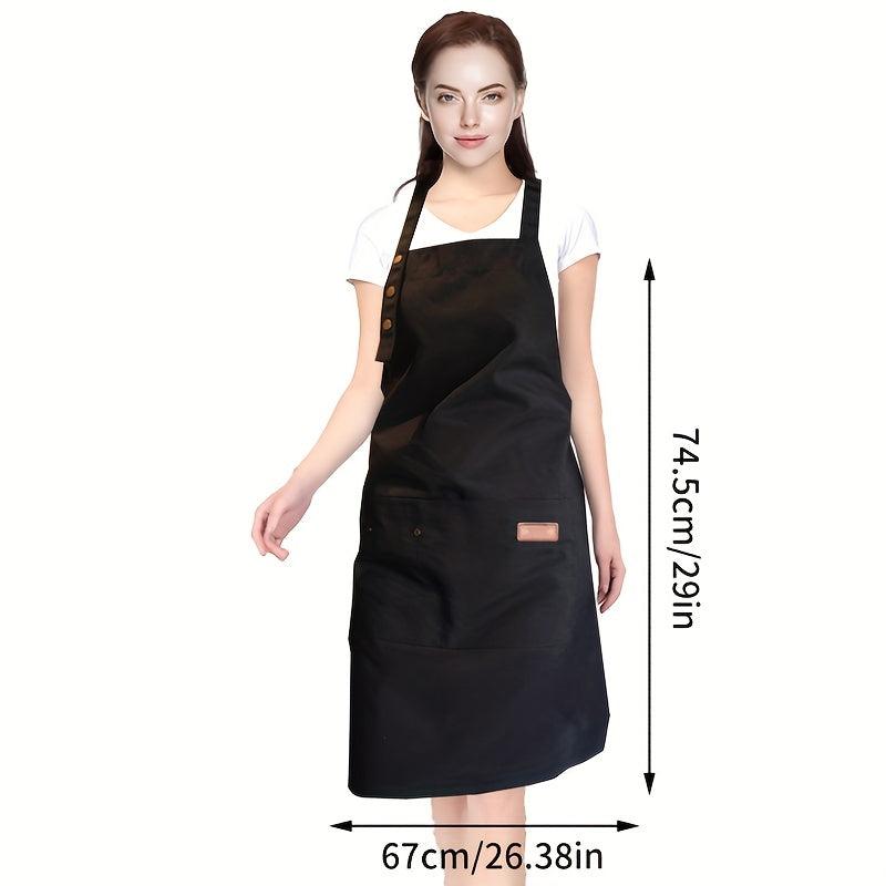 Cotton Blend Apron Solid Canvas Polyester Pocket BBQ Cooking Kitchen Cloth